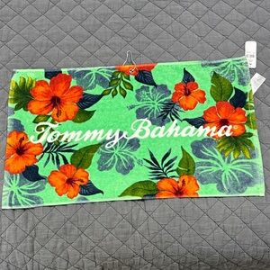 Tommy Bahama Green and Orange Floral GOLF Towel 16 1/2inches by 27 inches    NEW